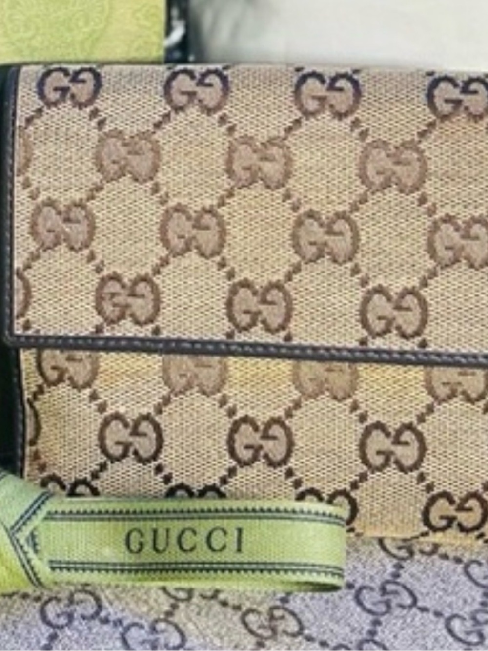 Gucci Beige/Brown GG Canvas Wallet